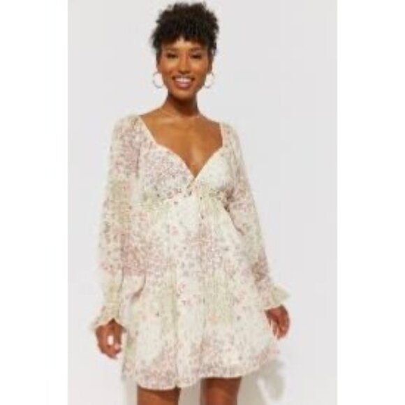 Francesca’s Floral Empire Waist Babydoll Dress • Cottagecore Coquette Dollette M - Picture 16 of 16